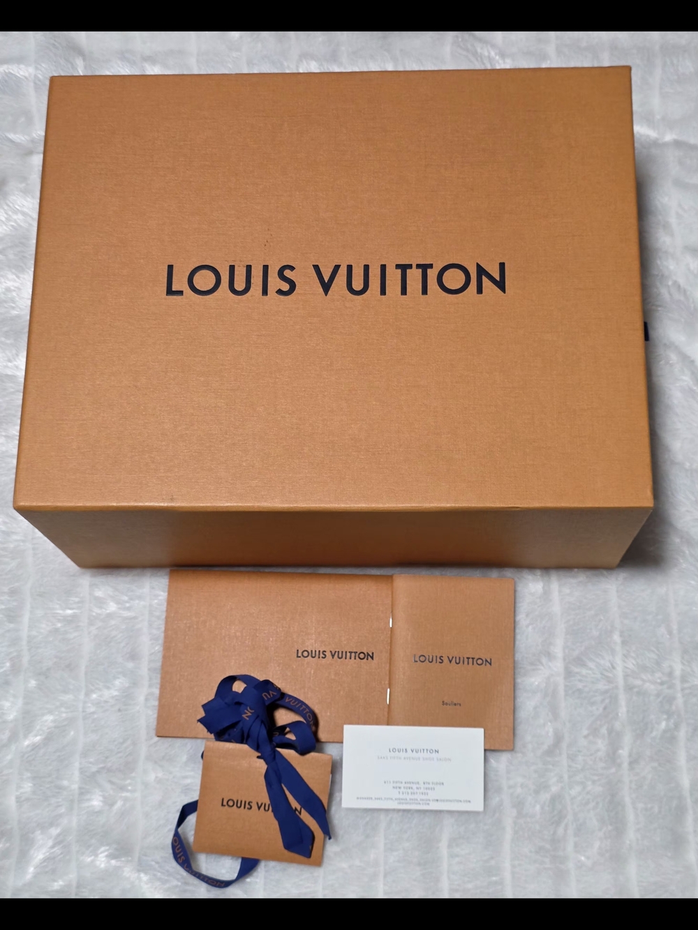 Louis Vuitton Orange Empty Box with Ribbon & Cards-14.2"Wx11.1"Hx5.5"D
